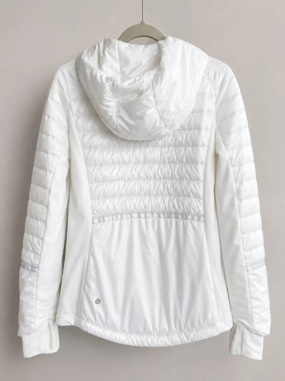 Lululemon White Down For A Run II Jacket 800 Fill Puffer Hooded Sz 8 - Picture 4 of 7